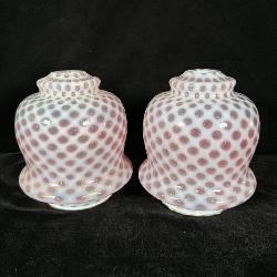 (2) Cranberry Coin Dot Glass Ball Lamp Shade 7