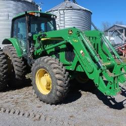 JD 7430 Premium, Cab,  2295 Hours, 3 Remotes, Quick Hitch, 480/80R42    Duals, 420/85R28 Fronts, SN H012769 With JD H360 Loader, Bucket  