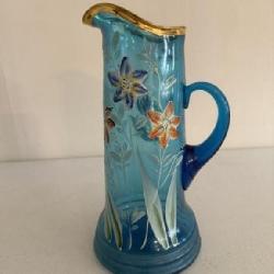 Beautiful Blue Victorian Glass Pitcher