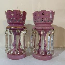 Pair of Victorian Cased Glass Mantle Lusters