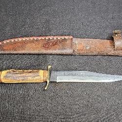 Vintage FA Bowers Co. Stag Handle Bowie Knife