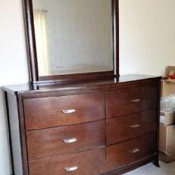 60x19x39, mirror is 39.5x39.6, wood dresser