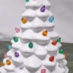 Ceramic battery operated Christmas tree with