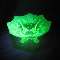Stunning Frosted Uranium Glass Candy Dish