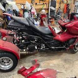 Red Motor Trike Scooter with Disassembled Panels