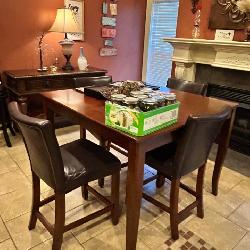 Pub table and 5 high back chairs 