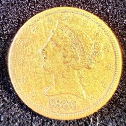 1880-S Gold $5 Half Eagle AU