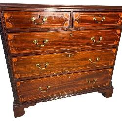 18TH CENTURY MAHOGANY PINWHEEL INLAID CHEST
