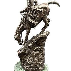 REMINGTON MOUNTAIN MAN BRONZE ON MARBLE BASE