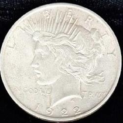 1922, silver peace dollar, Philadelphia mint,