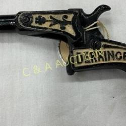 Cast Iron Derringer-Style Cap Gun with Decorative Detailing 