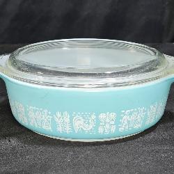 Vtg Small PYREX Turquoise & White Dish 471-1 pint