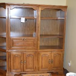 THREE SECTION ENTERTAINMENT CENTER  OAK LIGHTUP