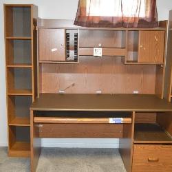 4 SECTION DESK WITH BOOK CASE ON EACH SIDE