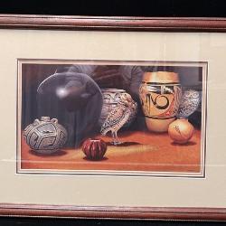 Signed native owl print MB Hunt 47/200 25.5