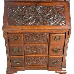 19TH CENTURY HEAVY CARVED SOLID MAHOGANY SLANT