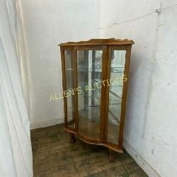 Wood and Glass Corner Curio Cabinet With Shelving