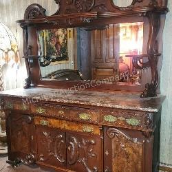 Massive 1875-1885 Walnut & Burled Sideboard