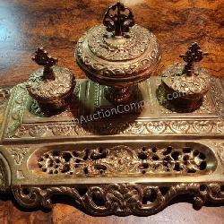 Maitland Smith Brass Double Ink Well.Victorian Era