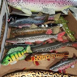 Collection of Hand Painted Fishing Decoys - Tackle