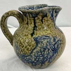 Signed David GarnerÂÂPottery Pitcher with Fish a