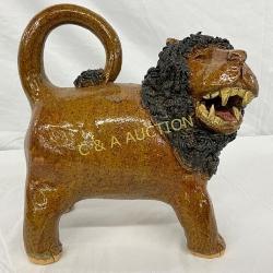 Crystal King Signed Handmade Ceramic Lion Figurine