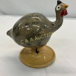 Artist-Signed A. Teague Pottery Guinea Fowl Figuri