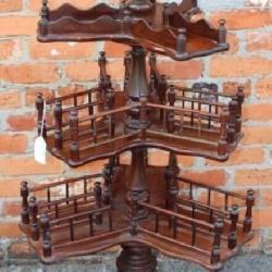English Walnut 3 Tier Rotating Bookshelf