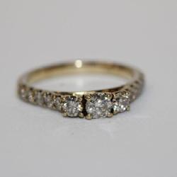 10kt yellow gold Past, Present, Future Diamond
