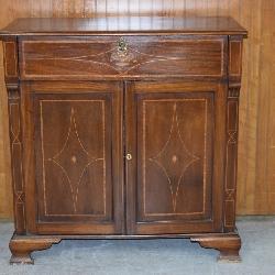 MAHOGANY INLAID 1/2 SECRETARY CABINET