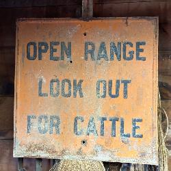 Cattle Open Range Sign 