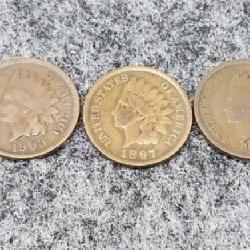 5 Indian Head Pennies 1897, 1901, 1903, 1906,