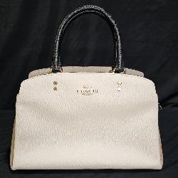 White & Black Leather Coach Handbag Shoulder Bag