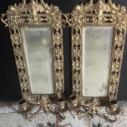 Brass sconce mirrors,