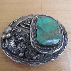 Royston Turquoise Sterling Silver Belt Buckle