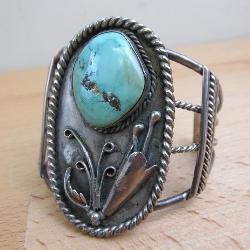 Native American Sterling Turquoise Cuff Bracelet
