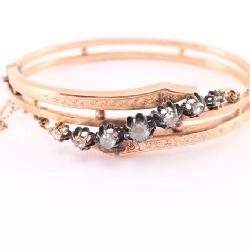 Vintage Mine Cut Diamond Bracelet.
