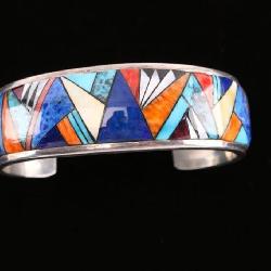Modern Inlay Sterling Cuff.