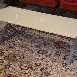 LOT 1098 MID CENTURY ROYAL METAL CO TABLE WITH ONYX TOP