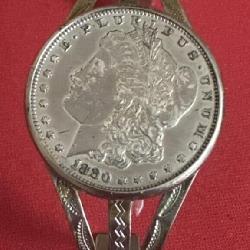 1880 Morgan Silver Dollar in nickel silver Cuff