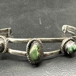925 Sterling Silver & Green Turquoise Bangle