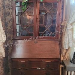 Vintage Mahogany Slant Front Desk w/ Bookcase Top