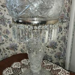 Beautiful Cut Glass Parlor Lamp - 26