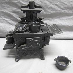 Miniature Cast Iron Stove With Accessories