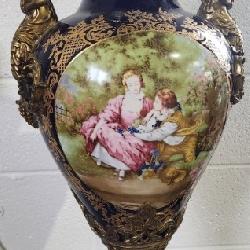 Sevres Style Porcelain & Bronze Urn