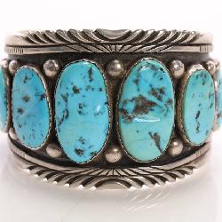 SIGNED STERLING & TURQUOISE CUFF
