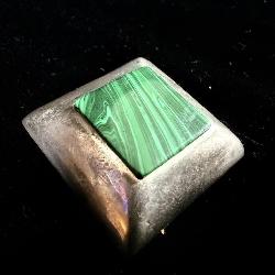 Sterling Silver Malachite Square Brooch
