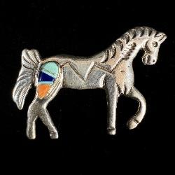Sterling Silver Turquoise, Lapis & Coral Inlay >