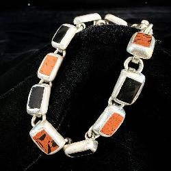 Sterling Silver Brown & Black Link Bracelet 6