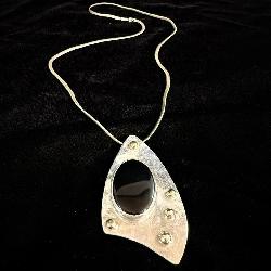 Sterling Silver Onyx Necklace 24